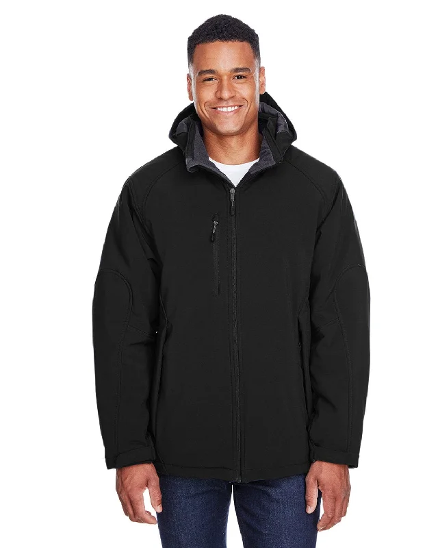 Boutique style North End Glacier Mens Insulated Soft Shell Jacket With Detachable Hood | Black