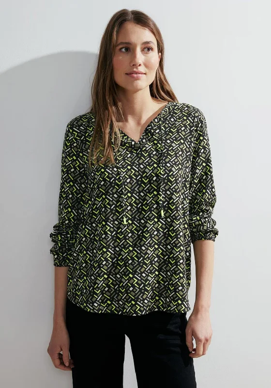 Celebrity Style Cecil Minimal Geo Print Top, Dynamic Khaki