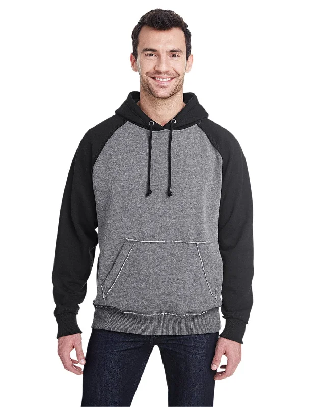 Warm and substantial J America Adult Vintage Heather Pullover Hooded Sweatshirt | Smoke/ Black Warm and substantial J America Adult Vintage Heather Pullover Hooded Sweatshirt | Smoke/ Black