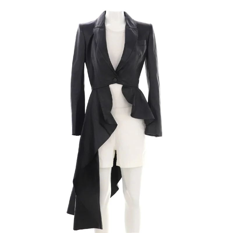 Comfortable and simple Women's Asymmetrical Peplum Biker Jacket Leather