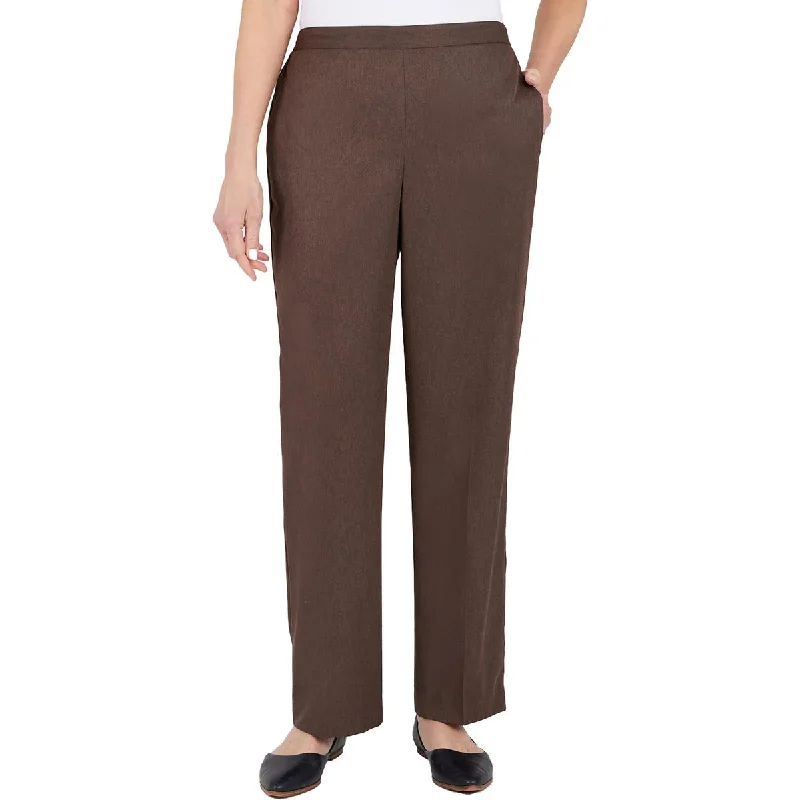 Letter embroidery Alfred Dunner Womens Plus High Rise Heathered Straight Leg Pants