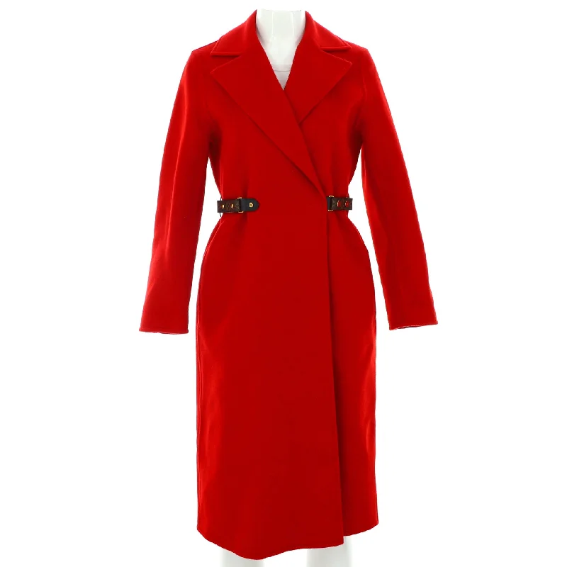 Fashionable and versatile Women's Long Wrap Monogram Belt Coat Wool Blend