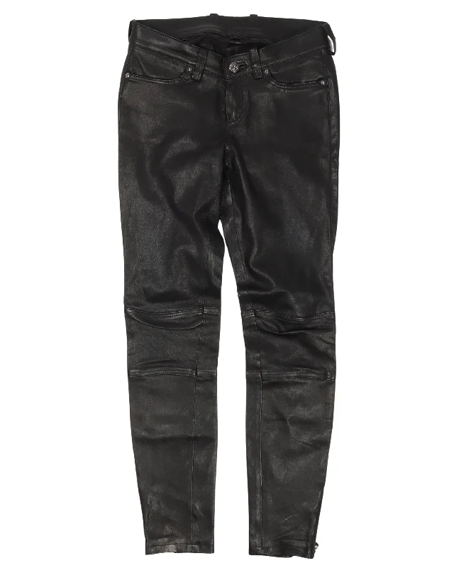 Sports Fitness Wear Slim Fit Leather Pants