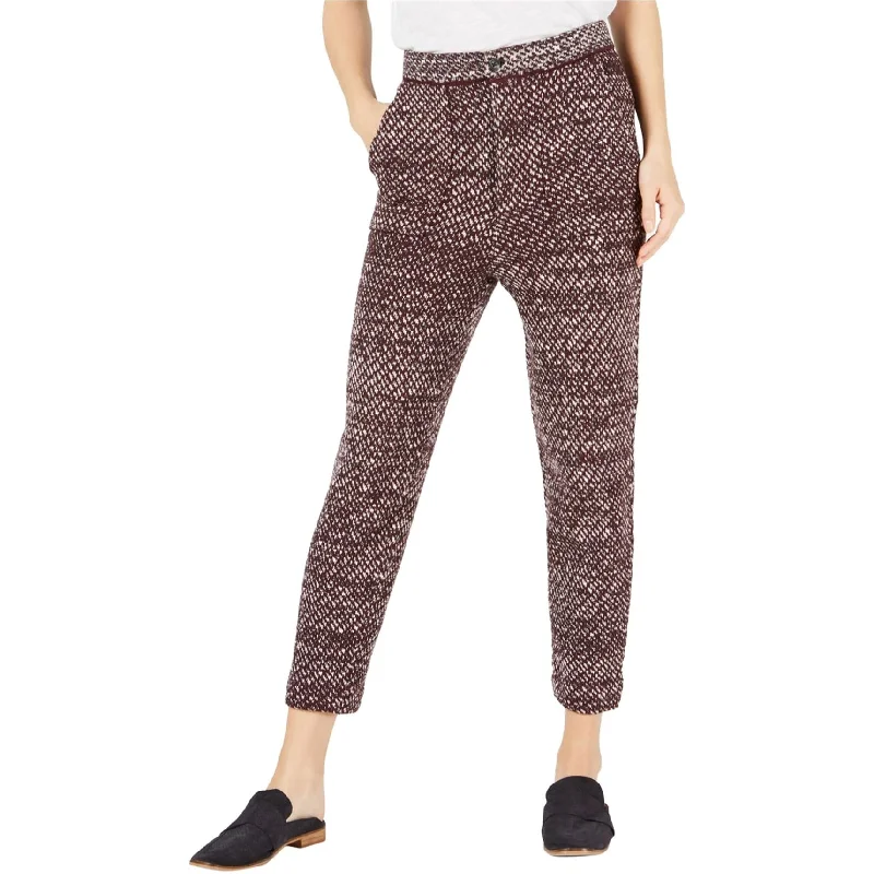Retro Woolen Jacket Free People Womens Knit Casual Trouser Pants, Red, Small