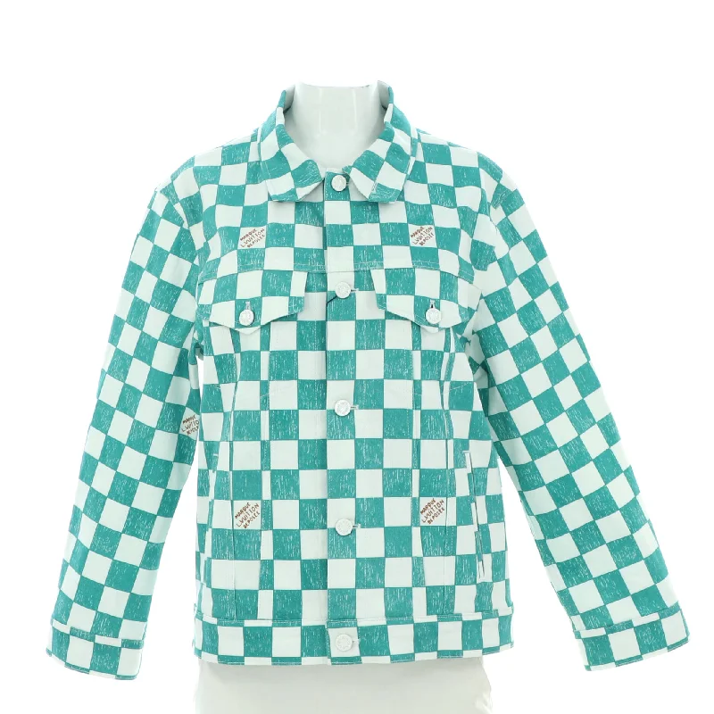 Letter embroidery Women's Trucker Jacket Damier Denim