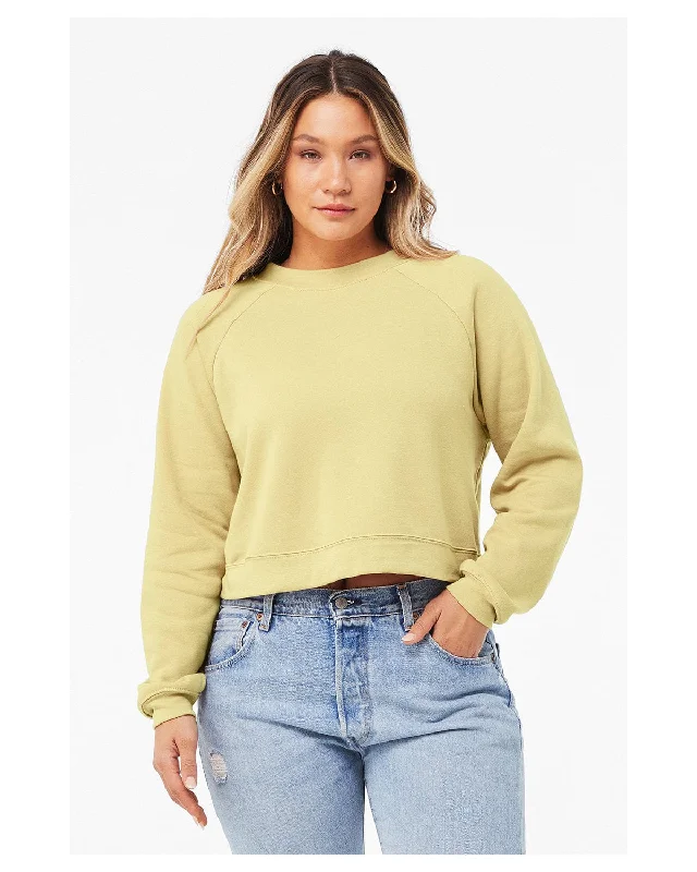 Casual And Versatile Bella+Canvas Ladie's Raglan Pullover Fleece Crewneck Sweatshirt | French Vanilla