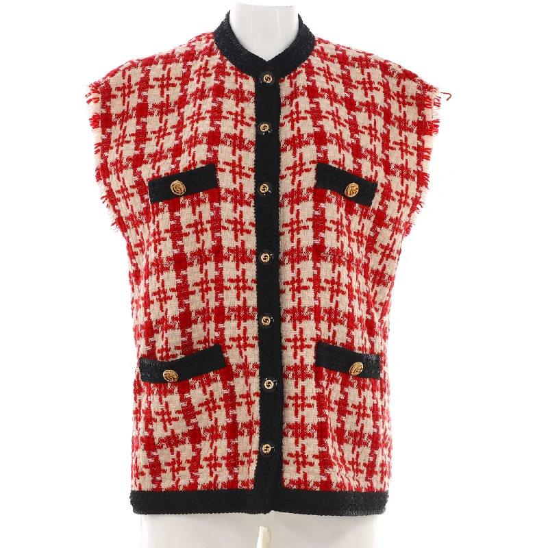 Free and comfortable Women's Houndstooth Button Up Jacket Tweed