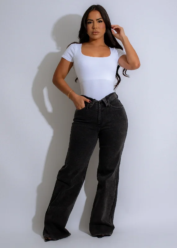 Minimal Style Vintage Wash High Rise Jeans Black