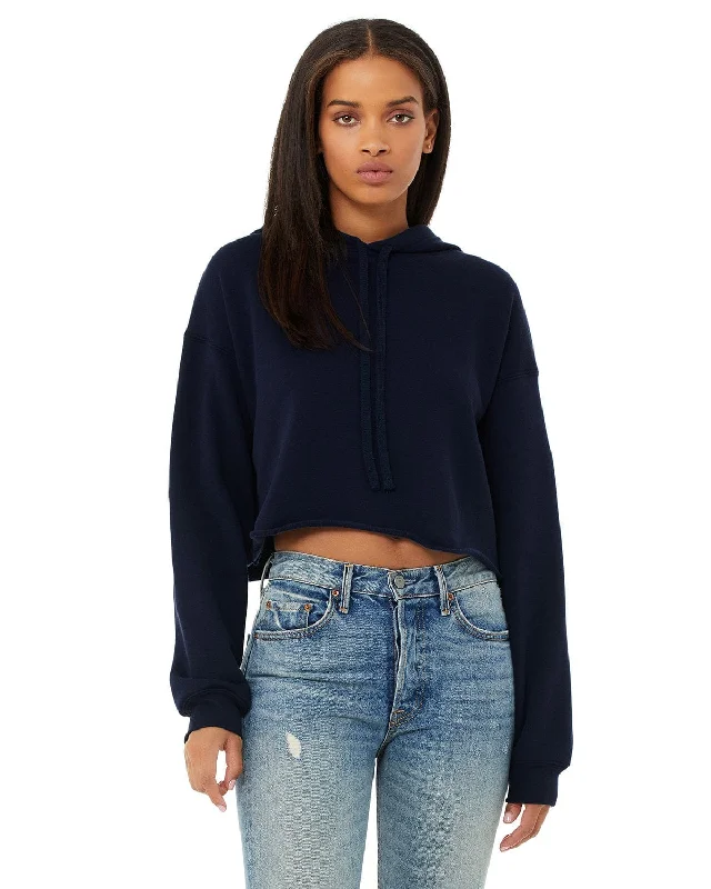 Personalized print Bella+Canvas Ladies Cropped Fleece Hoodie | Navy