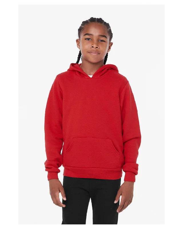 Elegant And Lazy Bella+Canvas Youth Sponge Fleece Pullover Hooded Sweatshirt | Red