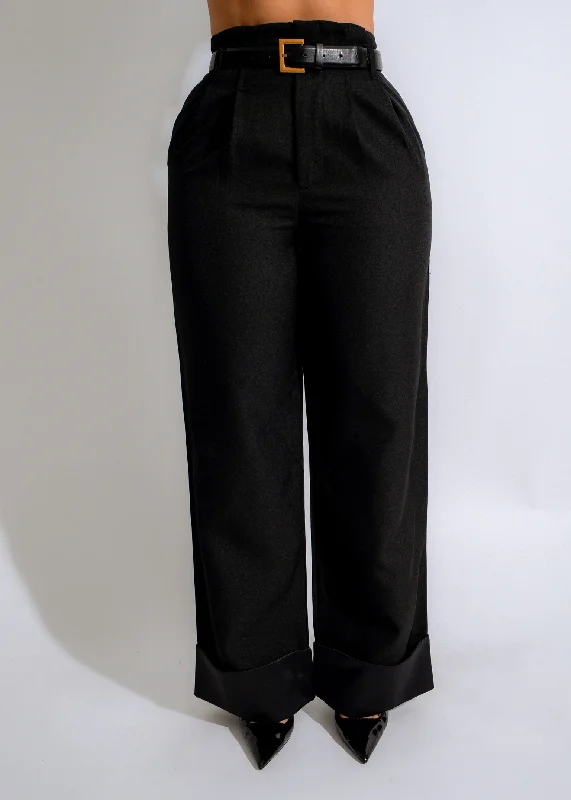Hooded design Sculpted Silhouette Cuffed Pants Black