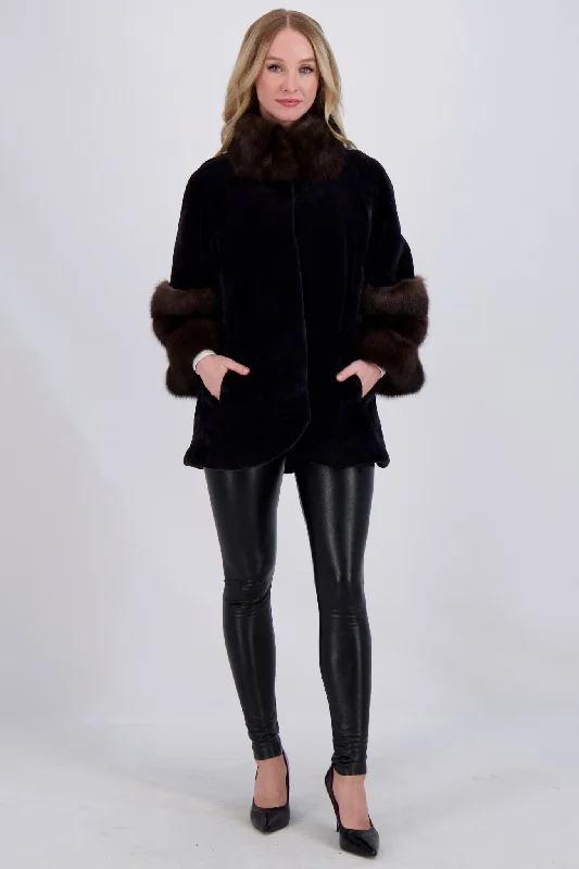 Elegant Style SHEARED MINK JACKET W/ SABLE