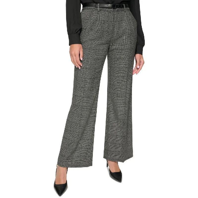 Skirt style Calvin Klein Womens High Rise Glen Plaid Wide Leg Pants