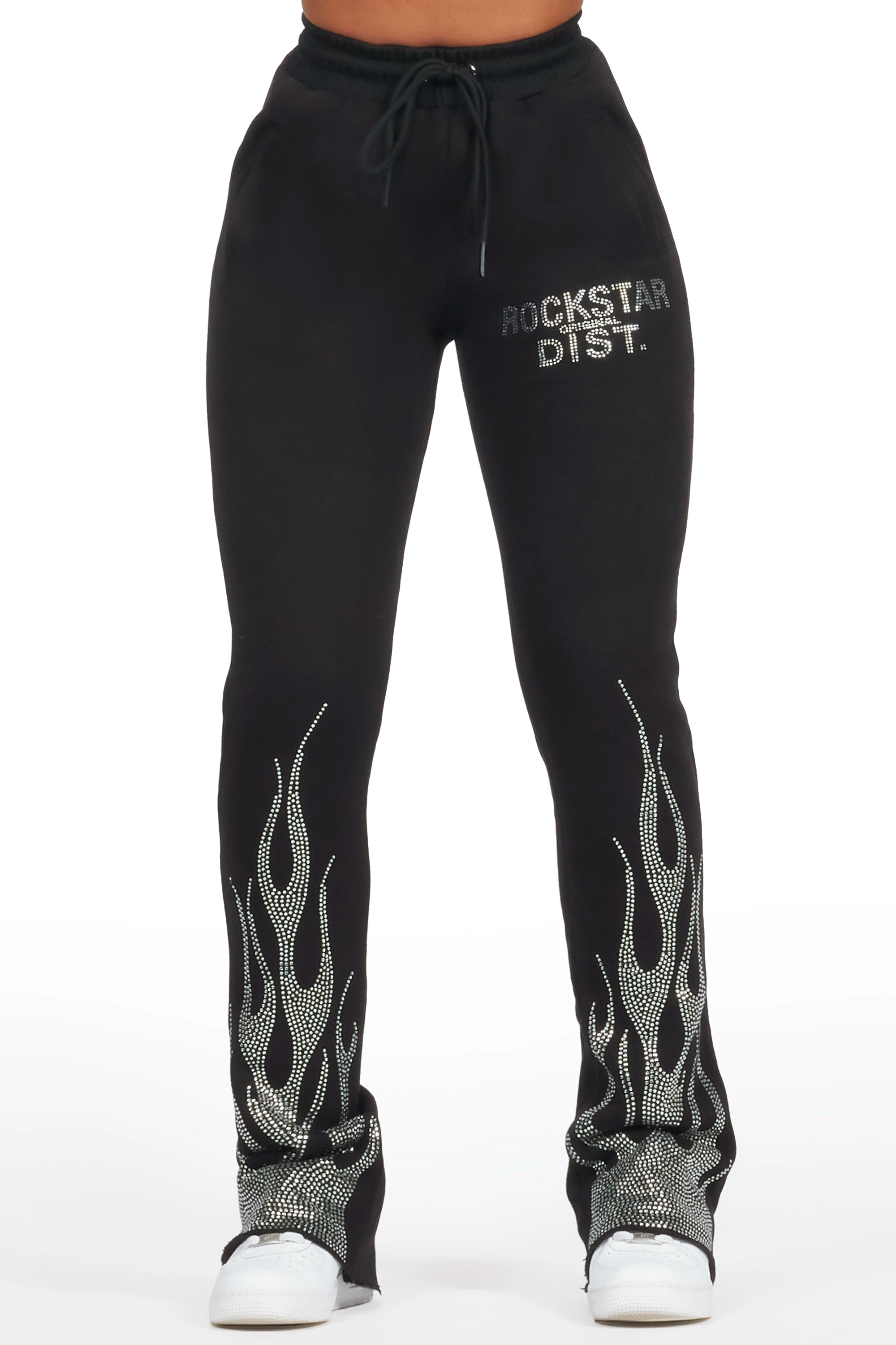 Trendy and versatile Anastesia Black Stacked Track Pant