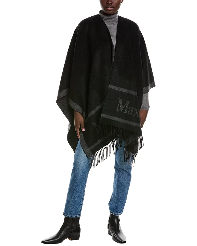 Innovative Design Max Mara Logo Jacquard Wool Cape