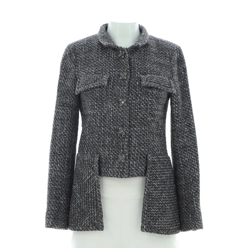 High-waisted pants style Women's Two Pocket Stand Collar Jacket Tweed