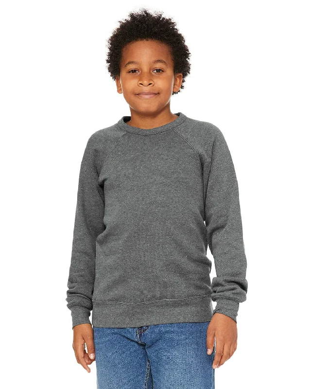Street Style Suit Bella+Canvas Youth Sponge Fleece Raglan Sweatshirt | Deep Heather