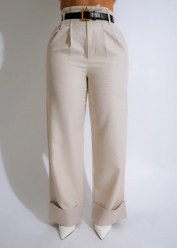 Comfortable down Sculpted Silhouette Cuffed Pants Nude