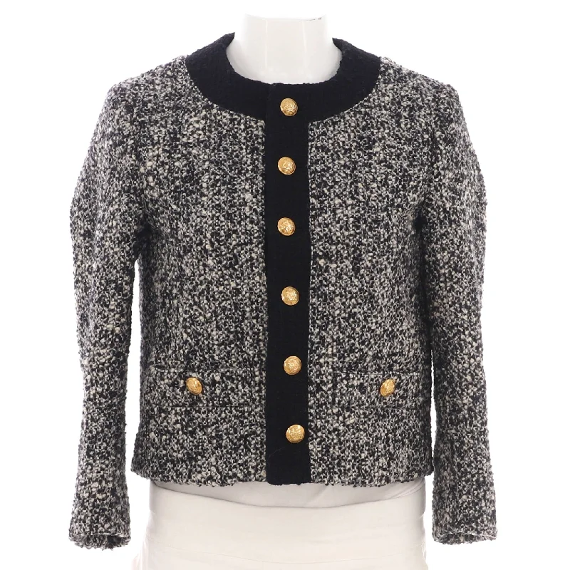 Affordable selection Women's Button Up Collarless Evening Jacket Tweed