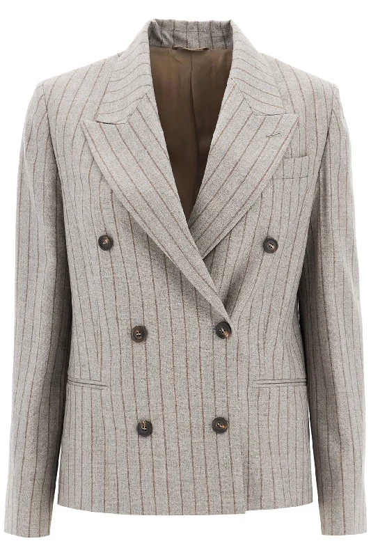 Street Sports Style Brunello Cucinelli Women's Double-Breasted Mouliné P