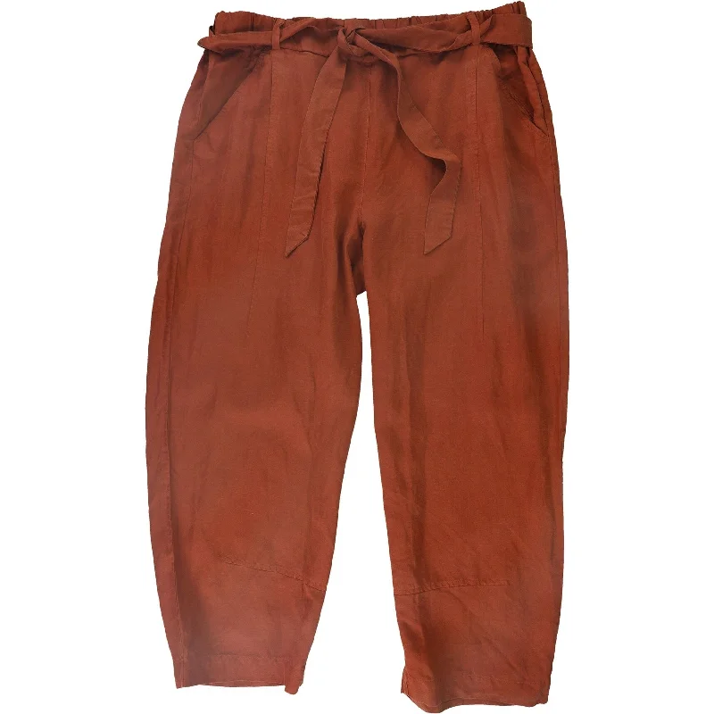 Ultra-lightweight Eileen Fisher Womens Tie Waist Casual Trouser Pants, Brown, Large