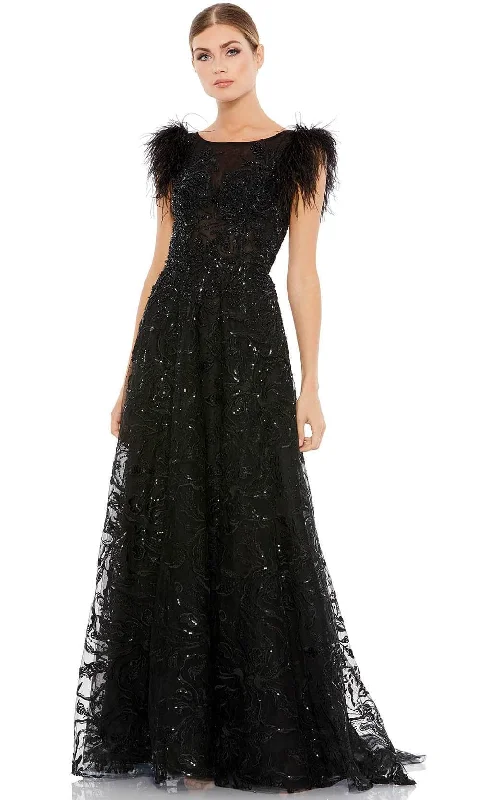 Sports litigation style Mac Duggal 20296 - Feathered Shoulder A-Line Dress