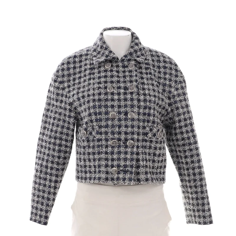 Classic style Women's CC Button Double Breasted Jacket Tweed