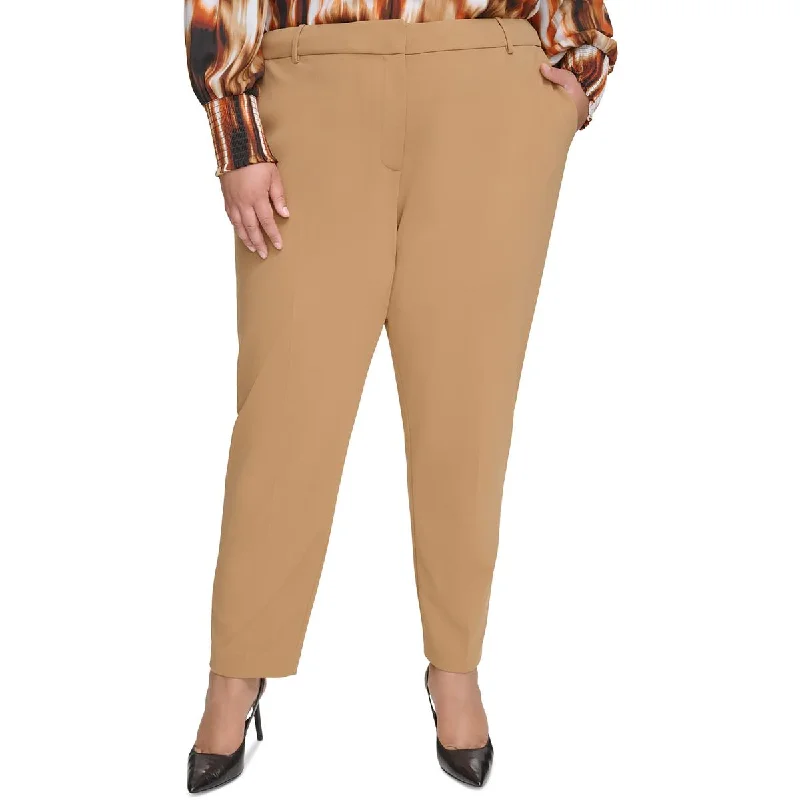 Knitted Design Calvin Klein Womens Plus High Rise Ankle Straight Leg Pants