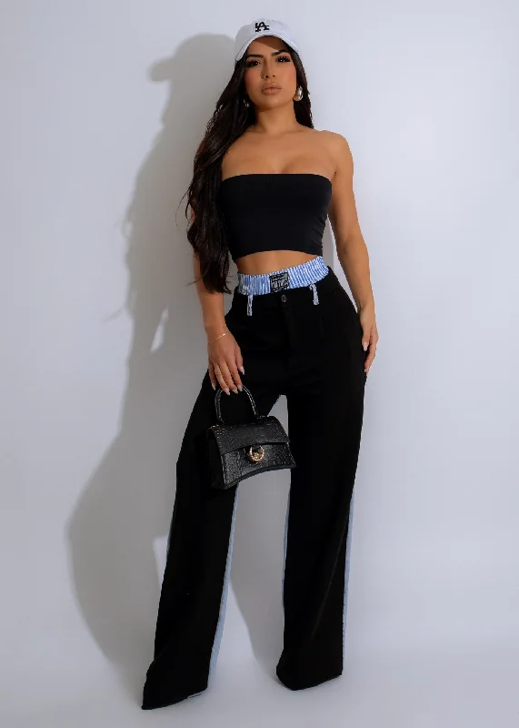 Sports Zipper Style Full Of Love Denim Pant Black
