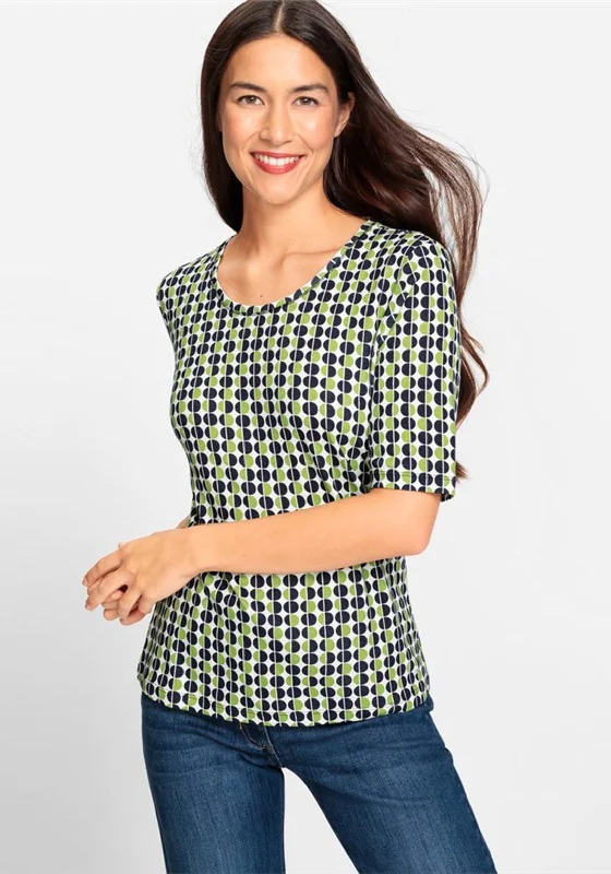 Fashionable sports Olsen Edda Dotted Pattern Top, Kiwi Green
