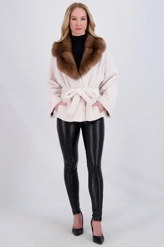 Leisure Travel SHEARED MINK JACKET W/ SABLE & BELT