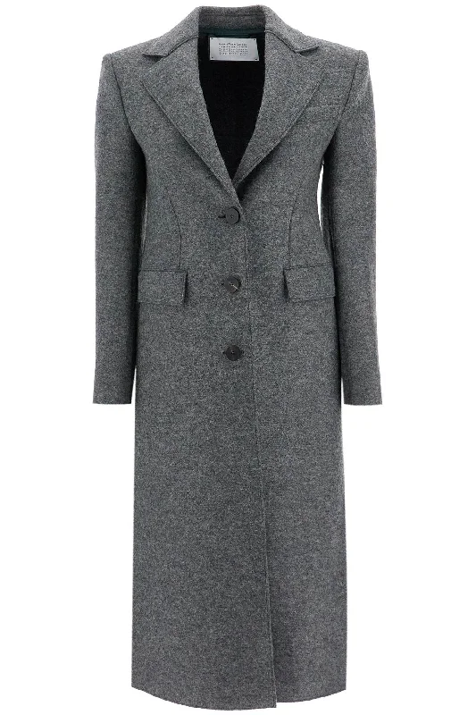 Street Graffiti Design Harris Wharf London Women's Single-Breasted Coat In Pressed Wool