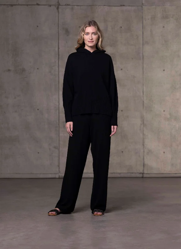 Street Style Women's Siena Full Leg Cashmere Pants in Black