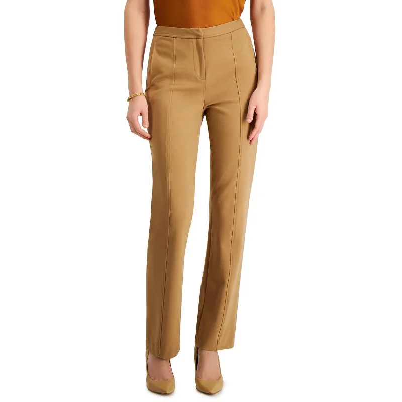 Street Fashion Style Donna Karan Womens High Rise Pintuck Straight Leg Pants
