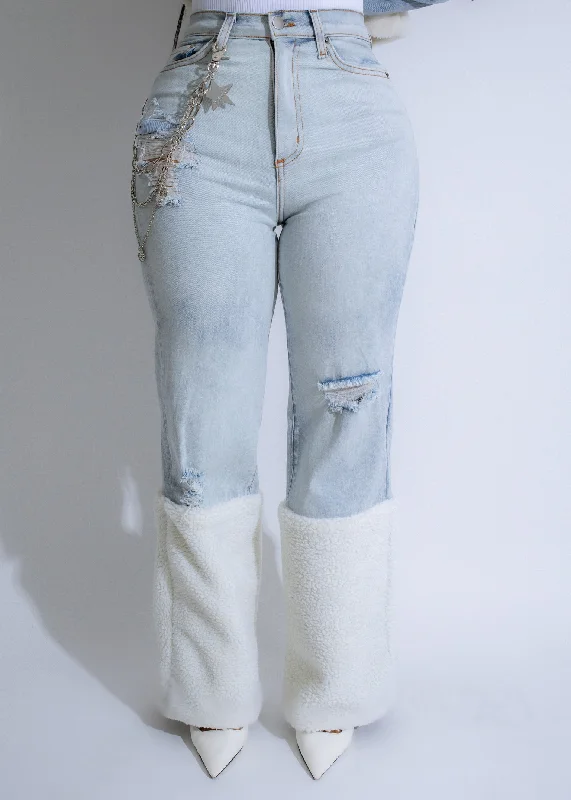 Fashionable and versatile Alpine Luxe Ripped Jeans Light Denim