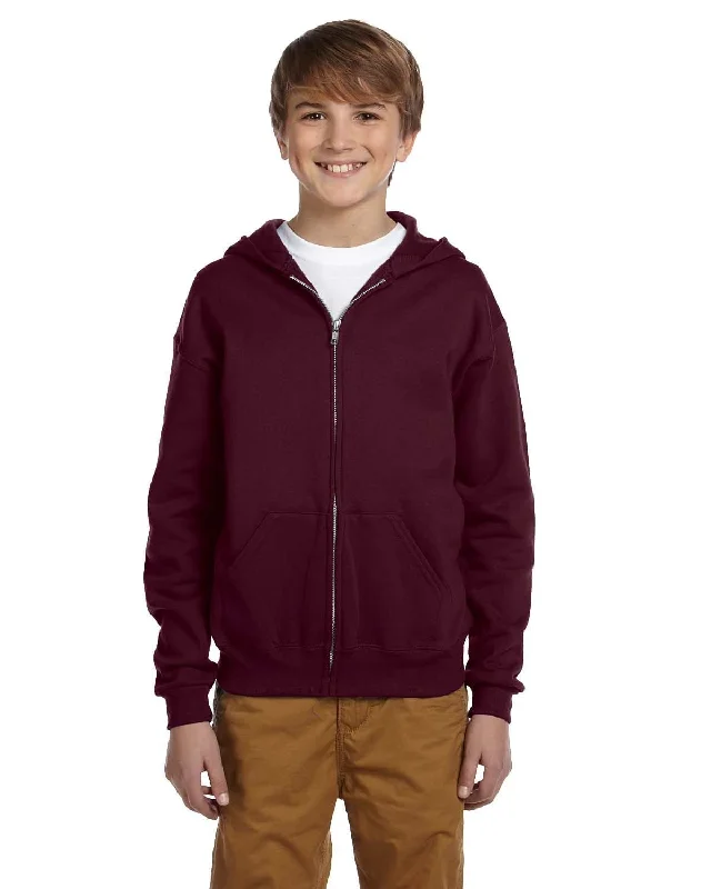 Sports Fitness Wear Jerzees Youth Full-Zip Hooded Sweatshirt | Maroon