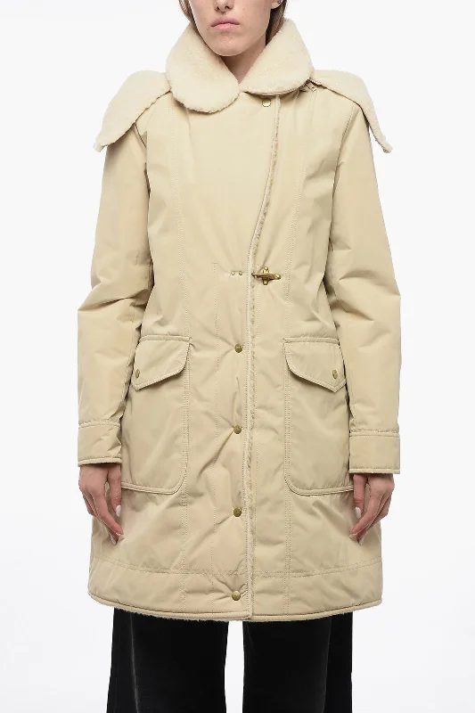 Street Fashion Style Fay Pile-Borg Paded Parka with Hanger Detail