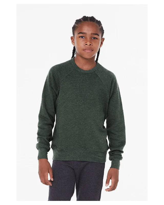 Sports Tights Bella+Canvas Youth Sponge Fleece Raglan Sweatshirt | Heather Forest