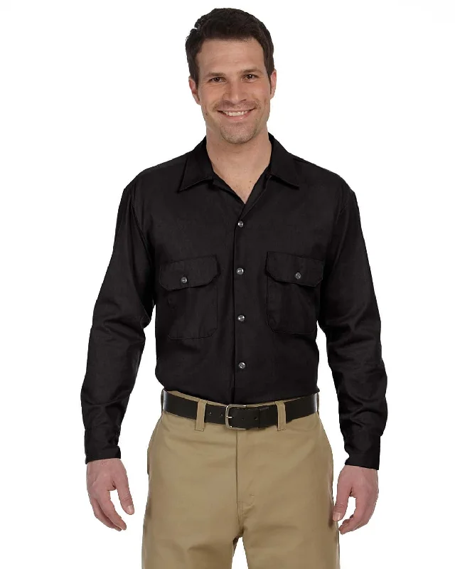 Comfortable And Simple Dickies Long Sleeve Work Shirt | Black