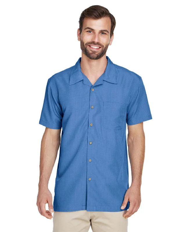 Sports litigation style Harriton Barbados Textured Camp Shirt | Pool Blue