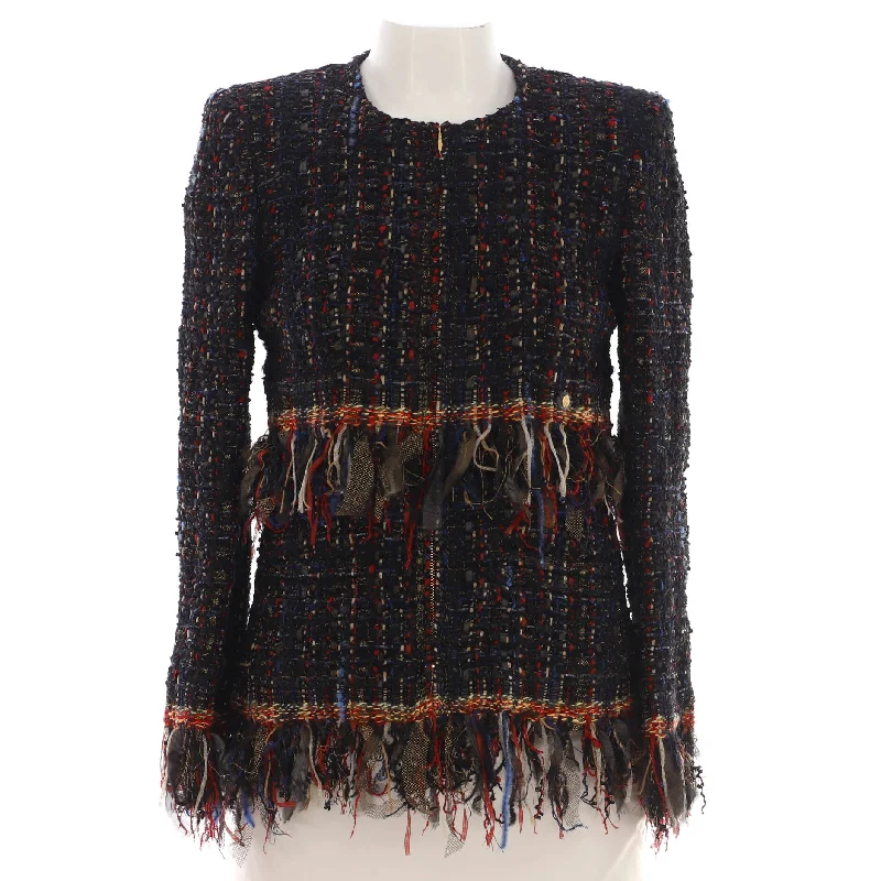 High-quality fabrics Women's Paris-Cosmopolite Fringe Trim Jacket Tweed