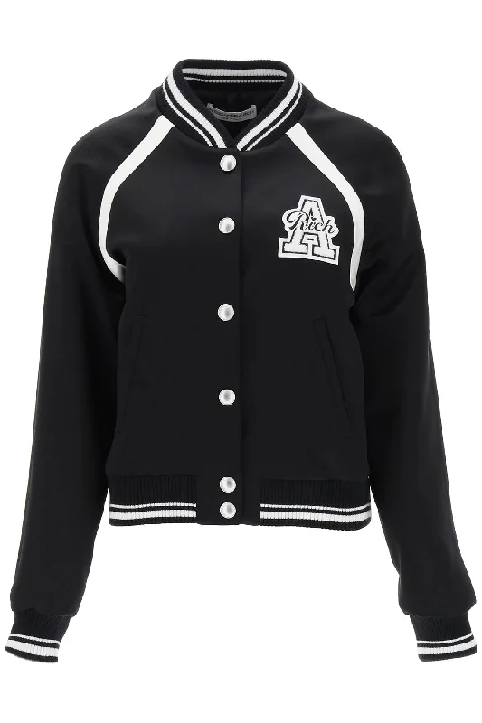 Casual And Versatile Alessandra Rich Women's Satin Bomber Jacket With Logo Patch
