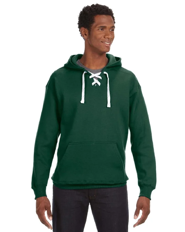 Personalized print J America Adult Sport Lace Hooded Sweatshirt | Forest Green