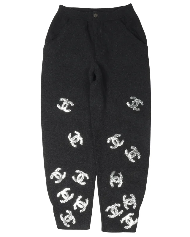 Party Wear Glitter Patch Cashmere Pants