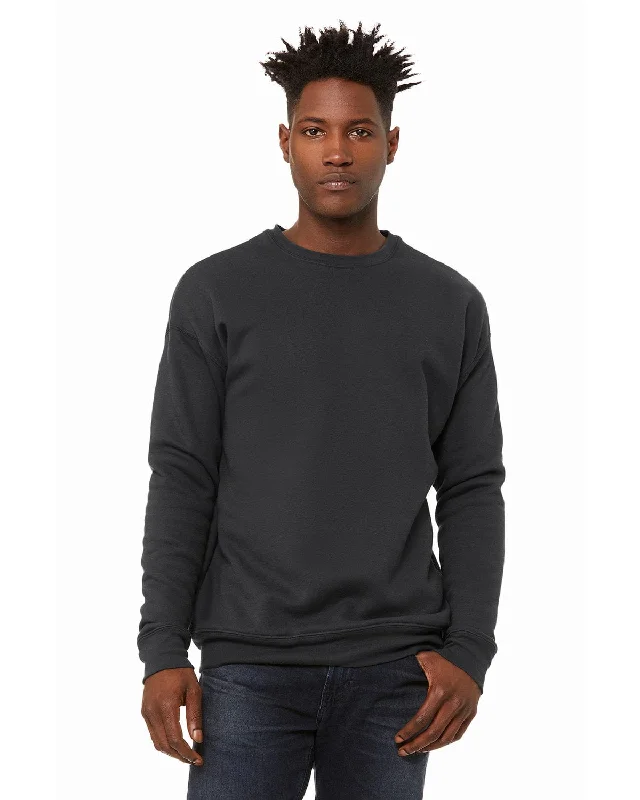 Low-key Luxury Bella+Canvas Unisex Drop Shoulder Fleece Crewneck Sweatshirt | Dtg Dark Grey