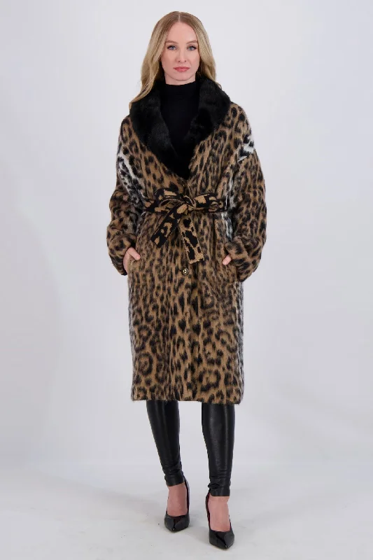 Slim Fit WOOL SHORT COAT WITH MINK COLLAR