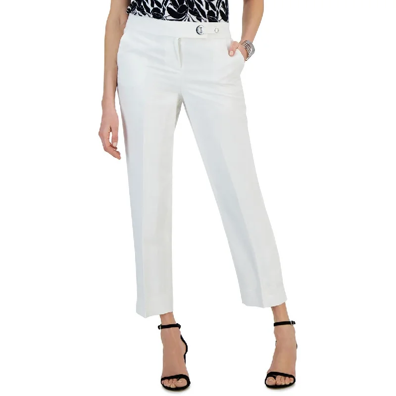 Hooded design Kasper Womens Linen Side Slit Cropped Pants