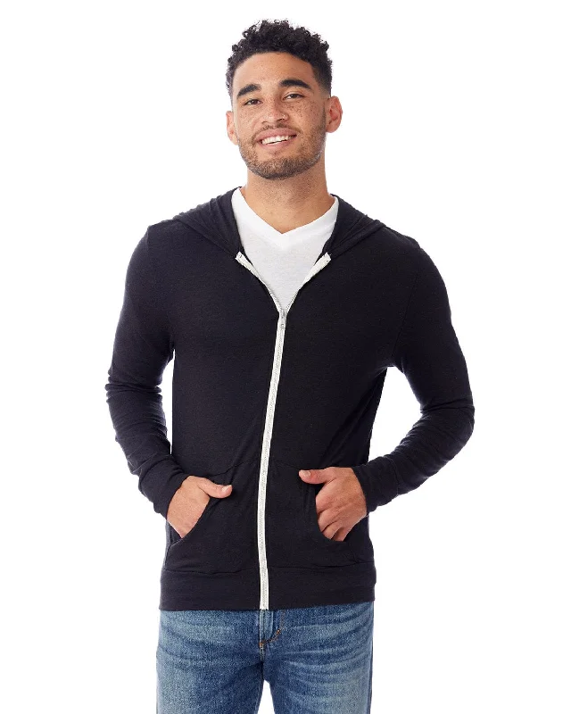 High waist design Alternative Unisex Eco-Jersey Zip Hoodie | Eco Tr Black