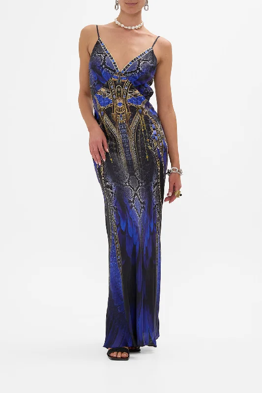 High-end atmosphere V NECK FULL LENGTH BIAS SLIP DRESS OTHER SIDE OF THE OASIS