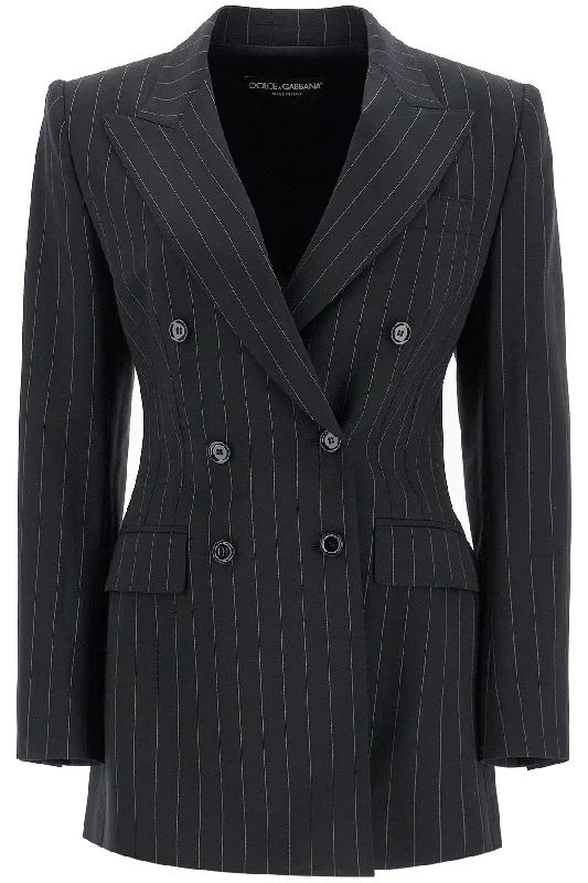 Slim Fit Dolce & Gabbana Women's Double-Breasted Pinst
